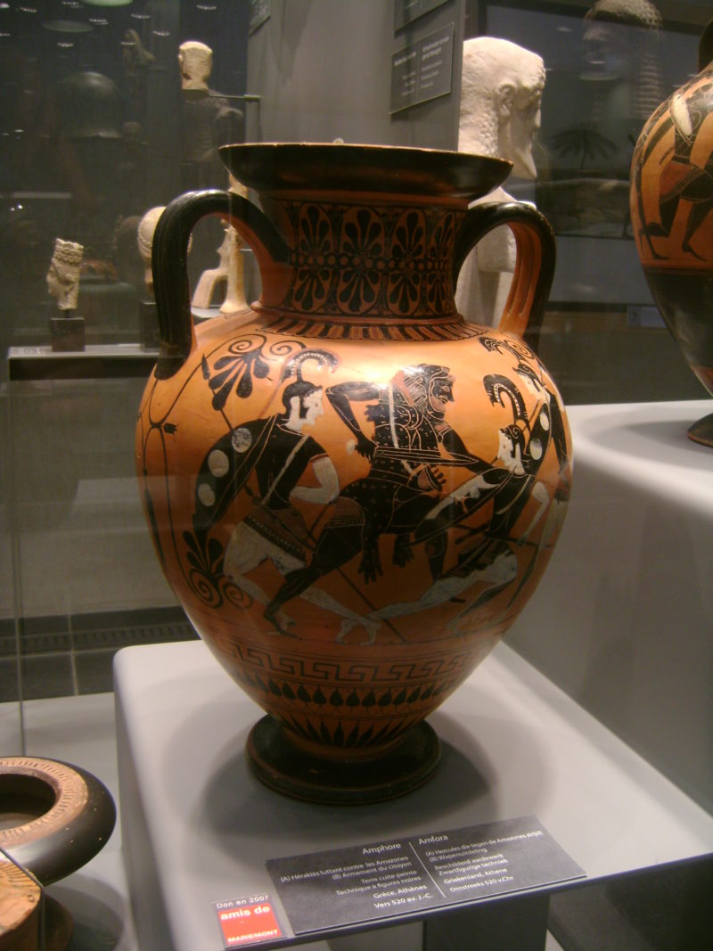 Herakles fighting the Amazons: Attic black-figure amphora, c.520 BCE