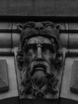 Hercules as a keystone over a window on Leeds Town Hall