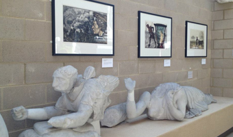 Maguire's lithographs juxtaposed with casts of classical sculpture