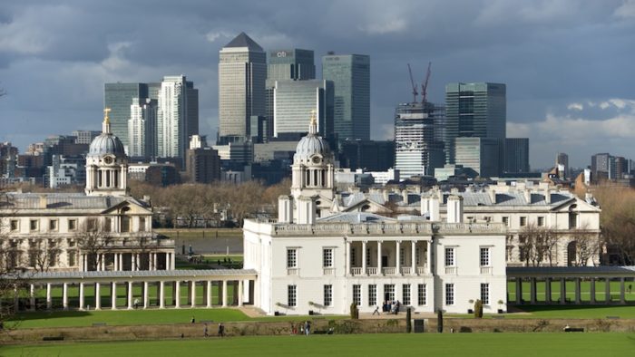 Queen's House, the Royal Museums, Greenwich, with London in the background.