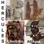 Hercules conference logo: composite image of Roman sculpted young Hercules, Hercules in Roman fresco, Hercules on Leeds Town Hall, Hercules by Marian Maguire.