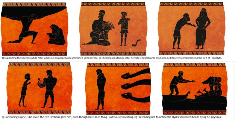 12 Emotional Labours of Hercules - modern cartoon